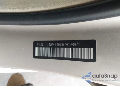 2007 Hyundai Sonata Gls z USA, uszkodzony, nr VIN 5NPET46C67H198831